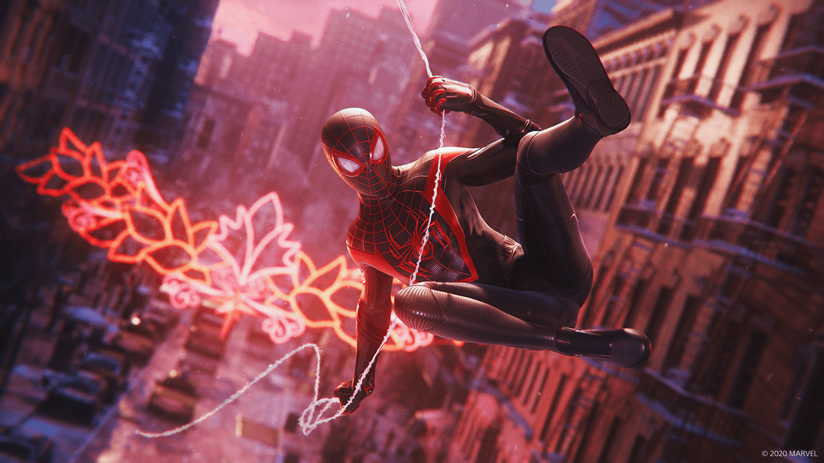 Marvel's Spider-Man: Miles Morales 夜のニューヨークを飛ぶマイルズ