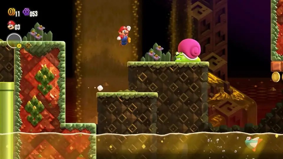 スーパーマリオブラザーズ ワンダー 洞窟ステージのシーン