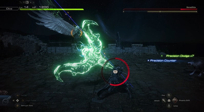ファイナルファンタジーXVI 通常のアクションバトル画面
