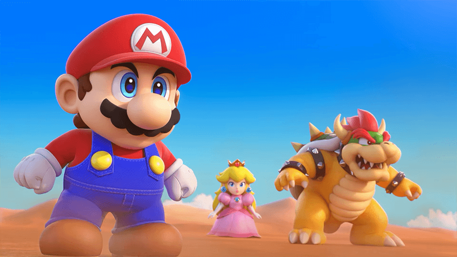 マリオ・ピーチ・クッパが並ぶ戦闘前のシーン