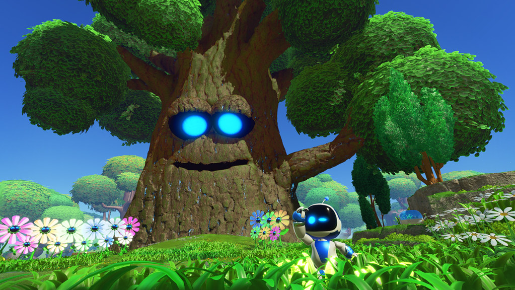 ASTRO BOT 森の中を探索するステージ画面